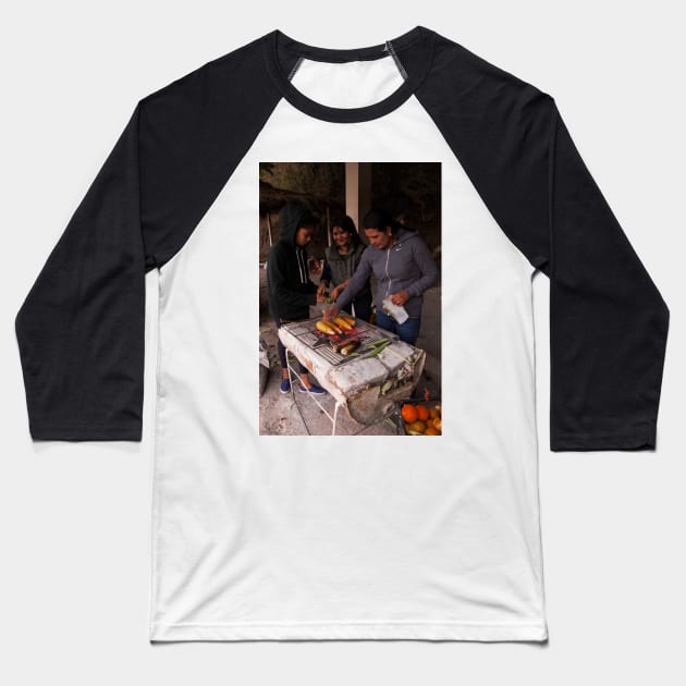 Roadside Cooking - 2 © Baseball T-Shirt by PrinceJohn